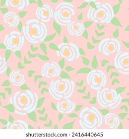 Nahtlose, blumengeschmückte Rosenmuster. Kleine Blumenstruktur. Retro pastel nahtlose Vektorstruktur. Elegante Volksvorlage. Freiheitsdesign. Naturgrafische Illustration im Doodle-Stil.