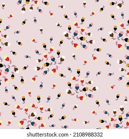 cute seamless floral vector multi color small flowers pattern on pink background