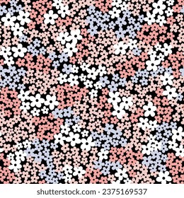 cute seamless floral vector multi color small flowers pattern on black background