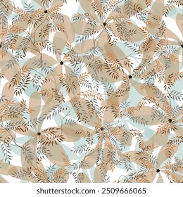 cute seamless floral vector multi color leaves pattern of white