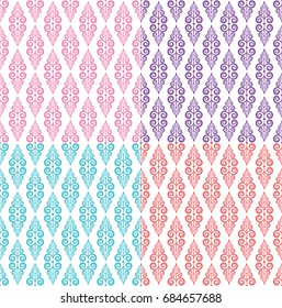 cute seamless floral vector set, beautiful pastel patterns background, Thai pattern 