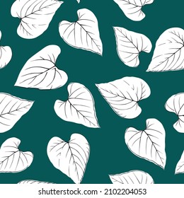 cute seamless floral vector stock leaf pattern on green background