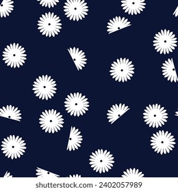 lindo patrón de flores blancas vectoriales florales sin costura en fondo marino