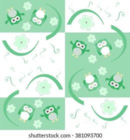 Cute seamless flower and owl background pattern