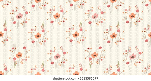 A Cute Seamless Flower Pattern with an Elegant Aesthetic with Vertical Line Background