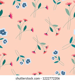 cute seamless flowers pattern. Delicate petals and vibrant blossoms create an artistic and vintage botanical illustration. Perfect for wallpaper, fabric, wrapping paper and more.