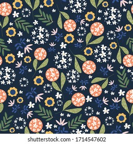 cute seamless flowers pattern. Delicate petals and vibrant blossoms create an artistic and vintage botanical illustration. Perfect for wallpaper, fabric, wrapping paper and more.