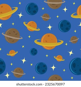 A Cute Seamless Galaxy Planet Pattern Design