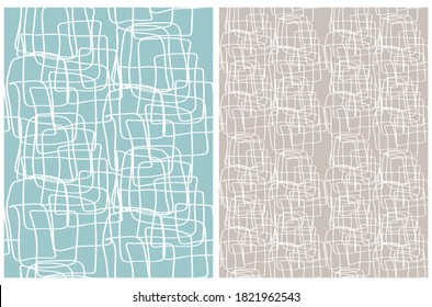 Cute Seamless Geometric Vector Pattern. Irregular Free Hand Lines Isolated on a Light Gray and Mint Blue Background. Simple Abstract Vector Prints Ideal for Textile, Fabric, Wrapping Paper.