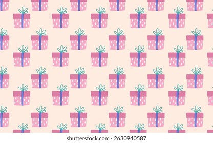 Cute seamless gift pattern for any celebration! Perfect for wrapping paper, digital backgrounds, invitations, and textile prints. Add a festive touch to your designs!