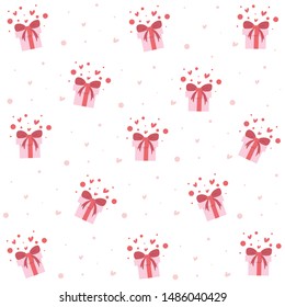 Cute  seamless gift pattern. Fun and delicate vector illustration! White background.