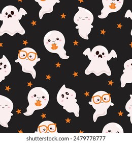 Cute seamless Halloween ghost pattern