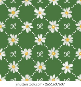 Cute seamless hand-drawn daisy pattern. Background for fashion textiles, graphics, backgrounds and crafts.