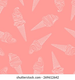 Cute seamless ice cream pattern. Vector seamless background