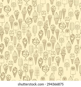 Cute seamless ice cream pattern. Vector seamless background