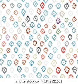 Cute seamless ikat pattern. Grunge texture. Vector illustration.