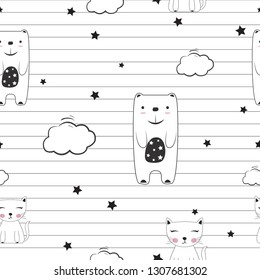 cute seamless kids pattern, illustration in vector format