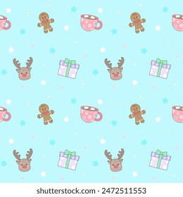cute seamless kids pattern winter birthday party illustration