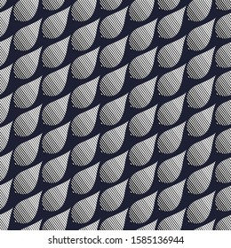 cute seamless leaves with stripe pattern on navy background