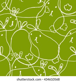 Cute seamless lines pattern with rabbits