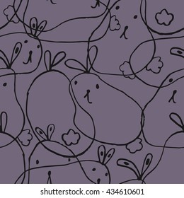 Cute seamless lines pattern with rabbits
