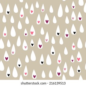 Cute seamless love rain,rain drops. 