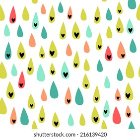 Cute seamless love texture. Endless ornamental pattern with drops. Template for design fabric, covers, backgrounds, package 