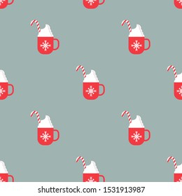 Cute seamless new year pattern with cappuccino