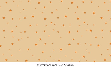 Cute seamless orange star pattern on pastel background. Adorable vector design for nursery wall art, wrapping paper, kids’ room decor, baby products, celestial themes, and fabric or textile prints.