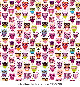 Cute seamless owl background patten for kids in vector