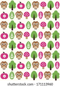 cute seamless owl pattern design. vector illustration