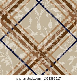 cute seamless paisley pattern on stripe background