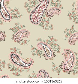 cute seamless paisley pattern on background