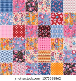 Cute seamless patchwork pattern. Beautiful print for fabric and home textile. Design for quilting blanket.