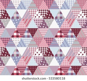 Cute seamless patchwork pattern. Vector illustration of quilt design.