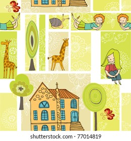 cute seamless patten with kids