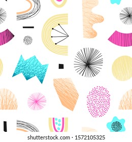 Cute seamless pattern with abstract colorful shapes.