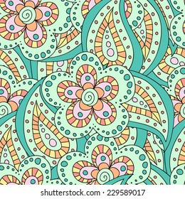 Cute seamless pattern with abstract flowers