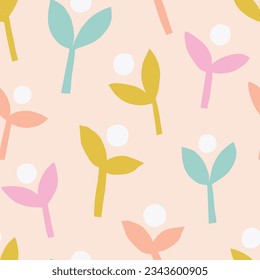 Patrón perfecto con flores y hojas abstractas. Textura botánica vectorial. Fondo moderno con plantas cortadas
