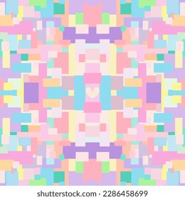 Cute Seamless Pattern Abstract geometric Pixel in Pastel color. Modern Trendy style. Design for game board ,tile, wallpaper, flooring and wrapping paper. Vector.