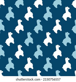 Cute Seamless Pattern with Alpacas Vector Graphic Silhouette can be use for background and apparel design