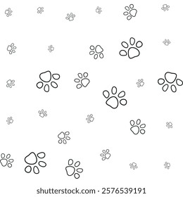 Cute Seamless Pattern with Animals Paw Outline
