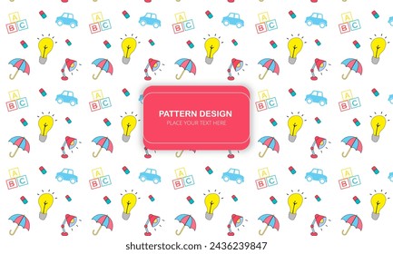 Lindo patrón sin costura con animales y estrellas, coches coloridos, arco iris dibujado a mano, garabatos escolares y sol Textura de bebé de moda para decoración de baby shower, impresión de guardería, ropa para niños, papel de envoltura, tela.