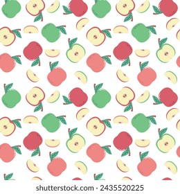 Cute seamless pattern with apples in nursery style. Perfect for kids design, textile, greeting card design, fabric print, baby shower, wrapping paper design, nursery pattern, wallpaper, birthday card.