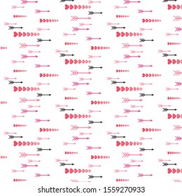 Cute seamless pattern with arrows and hearts. Valentines day design