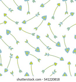 Cute seamless pattern with arrows and hearts. Can be used for desktop wallpaper or frame for a wall hanging or poster, for pattern fills, wedding decor, web page backgrounds, textile and more.