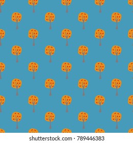 Cute Seamless Pattern With Autumn Trees. Modern Color Design. Great for wall art design, wrapping, fabric, textile, pillow or blanket prints, cosmetics, etc. Vector Illustration.