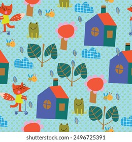 Cute  seamless pattern for baby , nursery print, kids apparel, wrapping paper, fabric, and textile.
