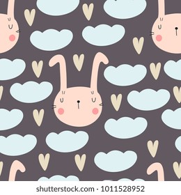 Cute seamless pattern for Baby Shower with bunny