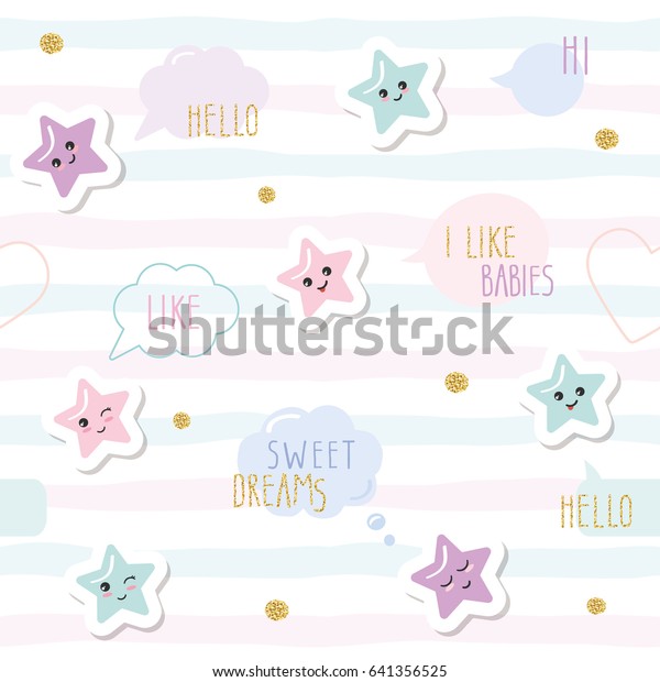 Cute Seamless Pattern Background Cartoon Kawaii Stock Vector